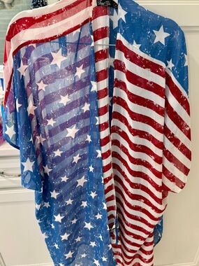 American Flag Sheer Kimono Wrap